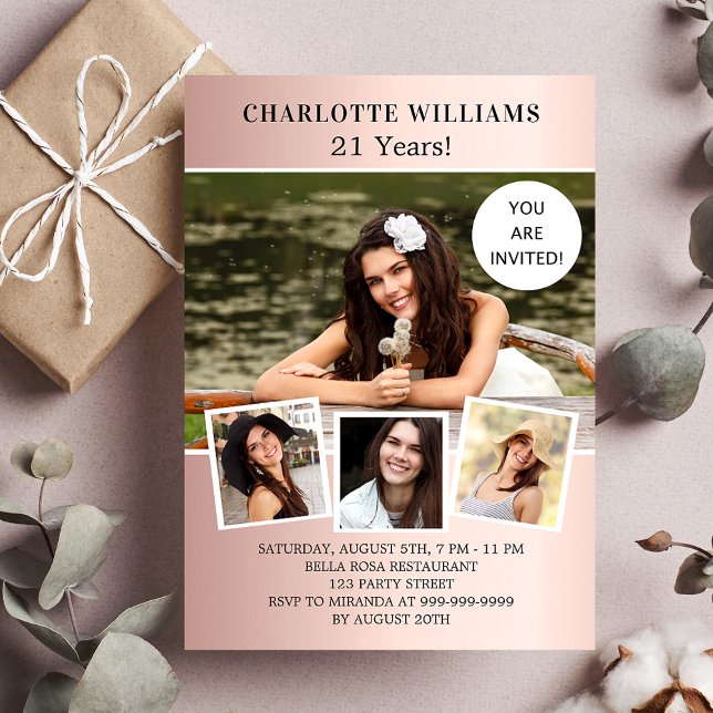 Convite luxo de colagem de fotos festa de aniversário de o (Criador carregado)
