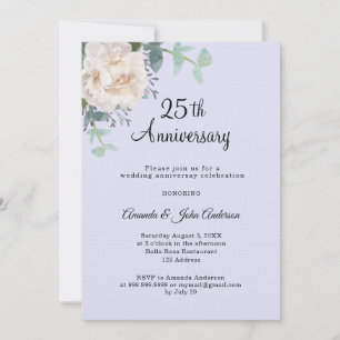 Convite Luxo de linho lavanda 25º aniversário de casamento