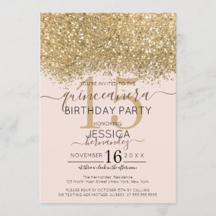 Convite Luxo Dourado Link Glitter Confetti Quinceañera