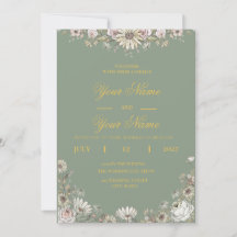 Luxo Elegante Boho Minimalista Verde Salva Dourado