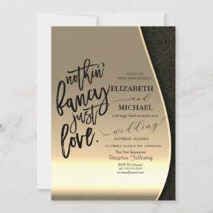 Convite Luxo Elegante Damasco Preto Dourado Casamento