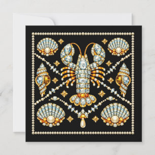 Convite Luxo Lagosta Desenho Padronizado Bijuteria Diamant