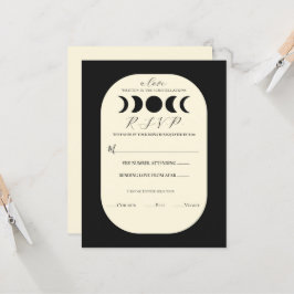 Convite Luxo Lunar Preto e Creme Fase da Lua Casamento RSV