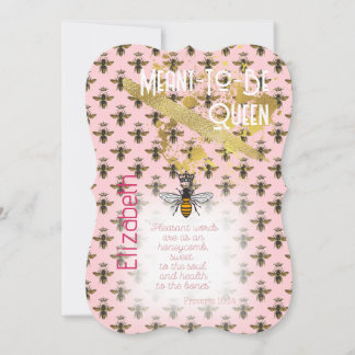 Convite Luxo Matrix Rainha Abelha Rosa Pastel Ouro