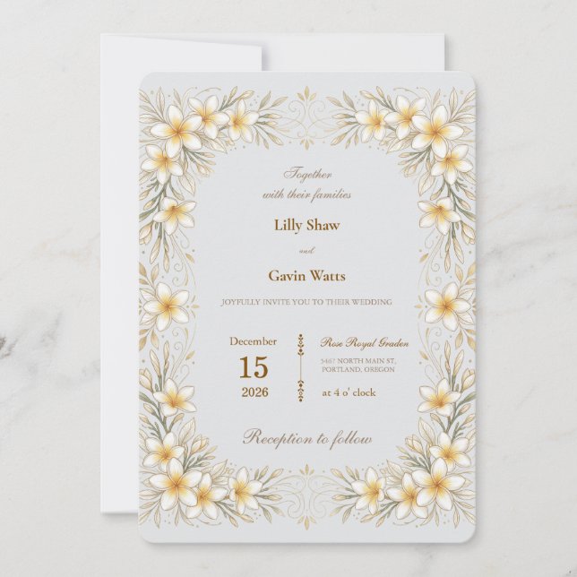 Convite Luxo Mínimo Floral Casamento (Frente)