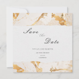 Convite Luxo Moderno Dourado Save The Date Abstrato