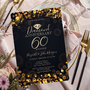Convite Luxo Pontos Bokeh Diamante Casamento Aniversário