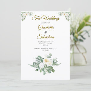 Convite Luxo Rosa Marfim Casamento Verde Dourado