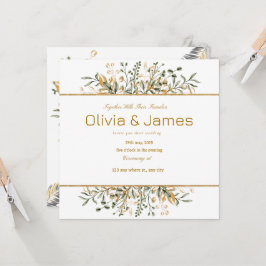 Convite Luxo Verde Dourado para um dia especial