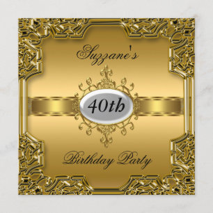 Convite Luxuoso de Aniversário Dourado Quente