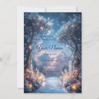 Convite Luxuoso Jardim de Casamento Celestial de Cristal