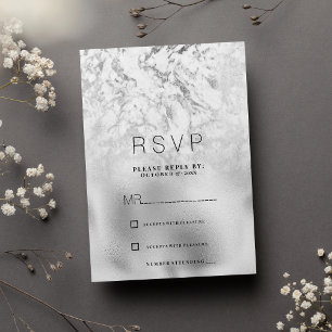 Convite Luxuoso mármore cinza branco prata RSVP