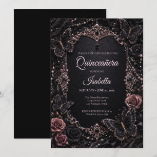 Convite Luxuoso Quinceañera Borboletas Rosa