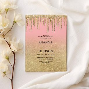 Convite Luxúria dourada brilha cor-de-rosa pingue-pongue c