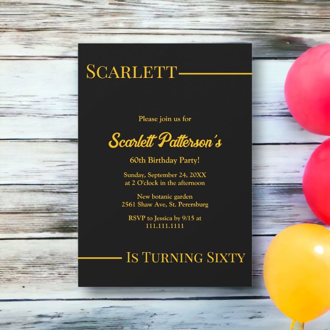 Convite Luxúria Elegante Negra E Dourado Aniversário Moder (Criador carregado)