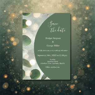 Convite luxúria Sage Green Eucalyptus segura a data Casame