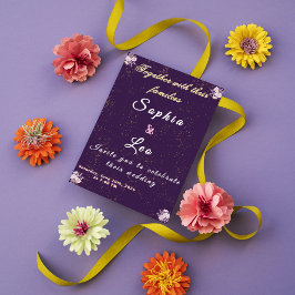Convite Luxurious Plum Purple Gold Foil Wedding Invitation