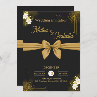 Convite Luxurious wedding invitation in gold