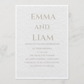 Convite Luxury Beige & Gold Wedding Invitation | Elegant M