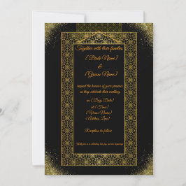 Convite Luxury Black and Gold Wedding Invitation | Elegant