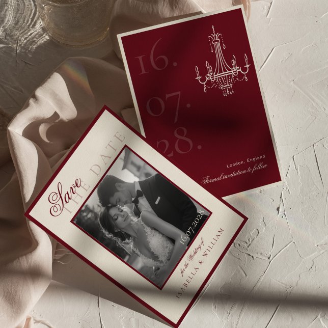 Convite Luxury Black and white Photo Save the Date (Criador carregado)