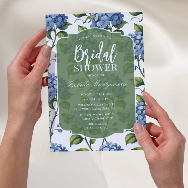 Convite Luxury Blue Hydrangea Bridal Shower (Luxury Blue Hydrangea Bridal Shower Invitations)