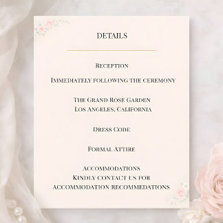 Convite Luxury Blush Floral Details Card