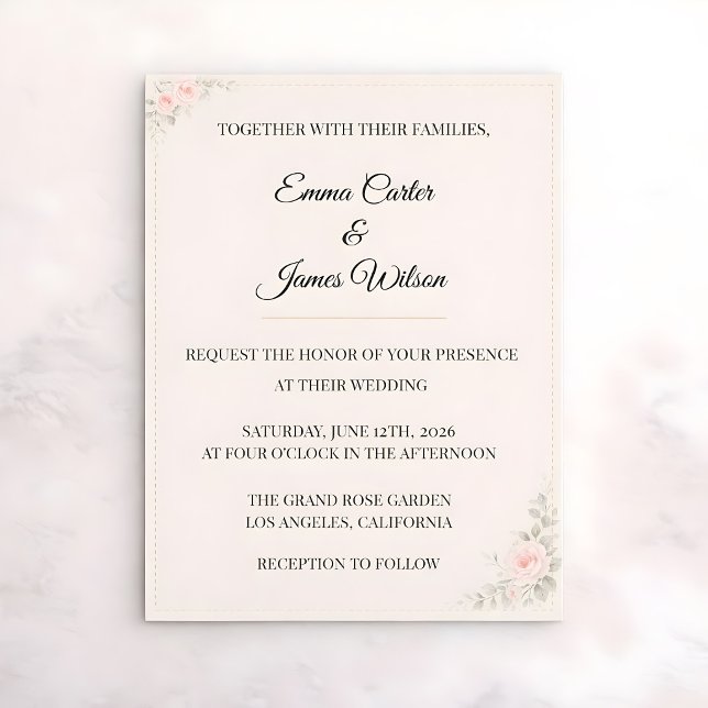 Convite Luxury Blush Floral Wedding Invitation (Luxury blush wedding themed invitation)
