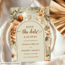 Convite Luxury Boho Earthy Ivory Sage Floral Save the Date