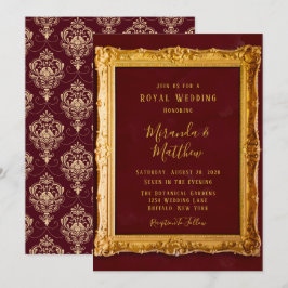 Convite Luxury Burgundy e Dourado Casamento Real