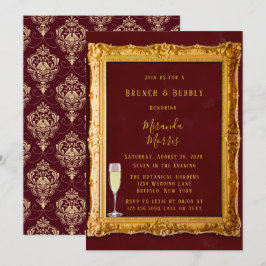 Convite Luxury Burgundy e Dourado Royal Brunch & Bubble