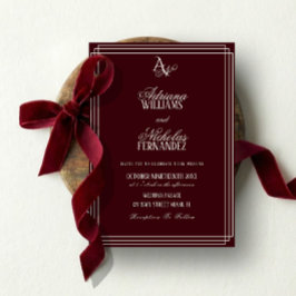 Convite Luxury Burgundy Monogram Wedding