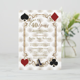 Convite Luxury Casino Gold Cheers To 40 Years Birthday