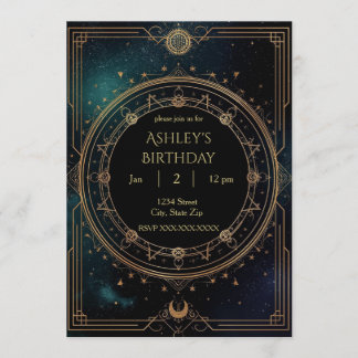 Convite Luxury Celestial Birthday Invitation – Midnight