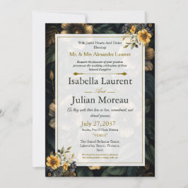Convite Luxury Dark Floral Elegant Wedding Invitation