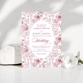 Convite Luxury Dusty Pink French Toile Wedding Invitation