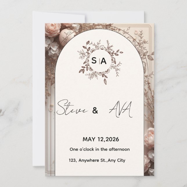 Convite Luxury Elegant Wedding Invitation | Royal & Timele (Frente)