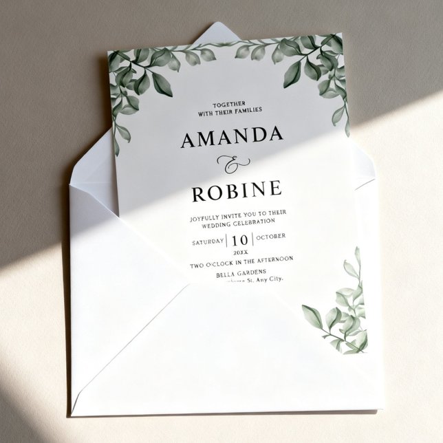 Convite Luxury Eucalyptus Greenery Wedding Invitation (Criador carregado)