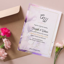 Luxury Faux Vellum Monogram Floral Wedding Invite