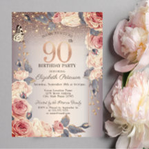 Luxury Floral,Borboleta,Luzes 90 Aniversário