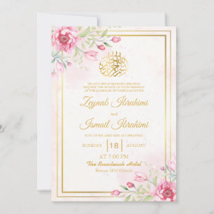 Convite Luxury Floral, Deixa Dourado Casamento Muçulmano I