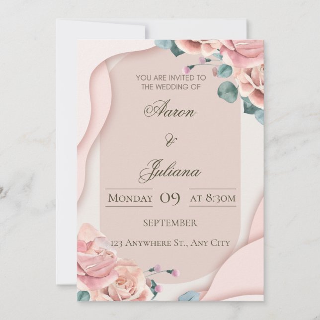 Convite Luxury Floral Wedding Invitation (Frente)