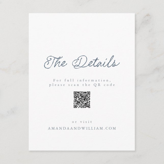 Convite Luxury French Wedding Details Card QR Code  (Frente)