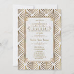 Convite Luxury Gold Art Deco Great Gatsby 18th Birthday<br><div class="desc">Glamorous Art Deco Great Gatsby style design. It features Art Deco style, faux gold foil shape and ornaments, on a white textured background. With these invites you'll impress your guests and make great memories at 18th birthday celebration! Use Personalise tool to add your info. For matching items, please, visit my...</div>