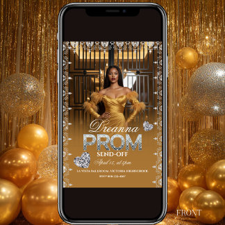 Convite Luxury Gold Elegant Prom Send-Off Invitation
