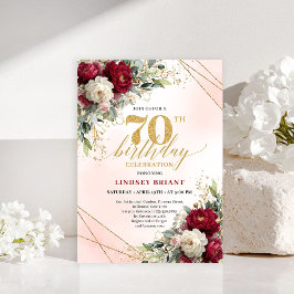 Convite Luxury Gold Floral 70 Years Young Birthday Invite