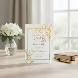 Convite Luxury Gold Foil White Retirement Invitation Elega