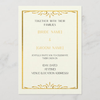 Convite Luxury Gold Frame Wedding Invitation 