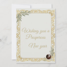 Convite Luxury Gold Leaf & Pine Elegant New Year Greeting 