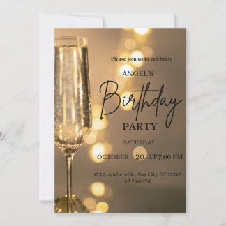 Convite Luxury Gold Lights Birthday Invitation